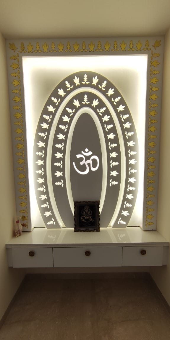 Backlit pooja unit, by Padmodya Interiors